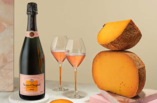 Veuve Cliqout and cheese