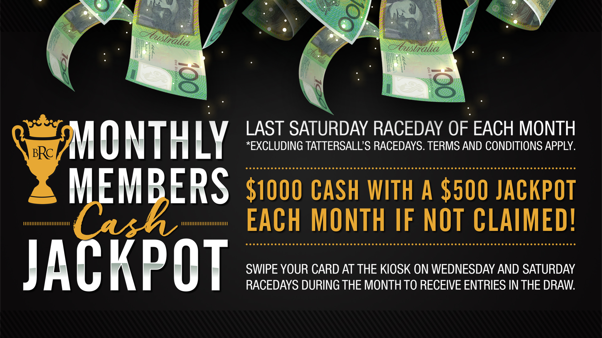 Monthly Member Cash Jackpot | Brisbane Racing Club
