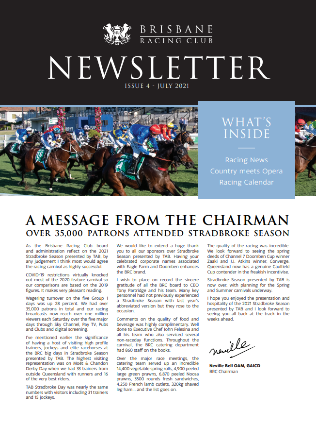 July 2021 Newsletter | Brisbane Racing Club