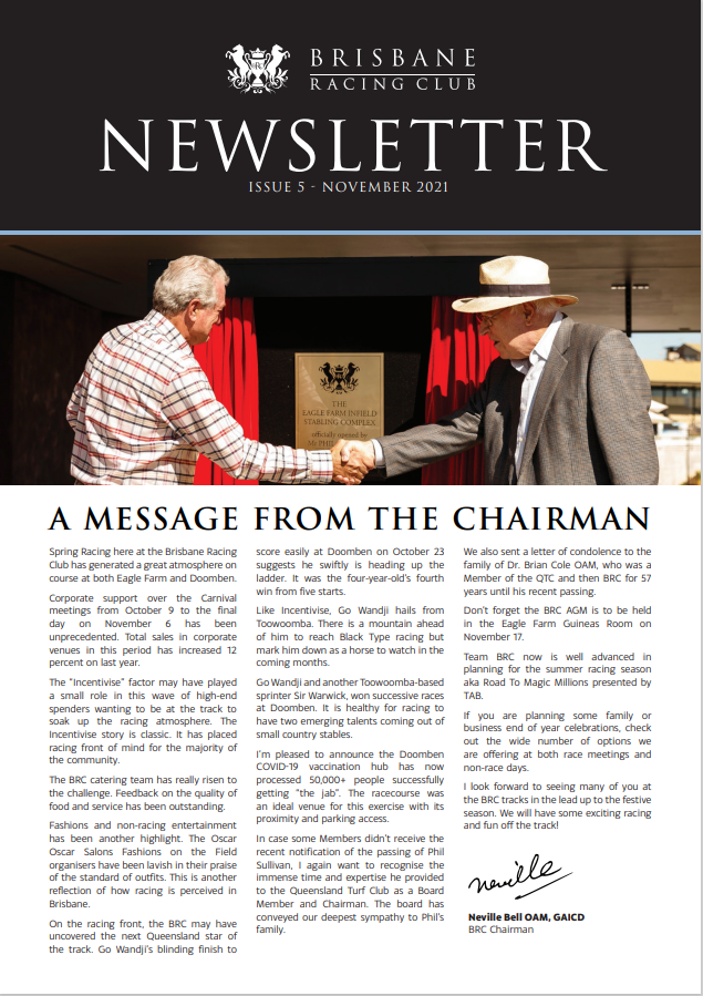 Members Newsletter_Nov2021_2 Snip | Brisbane Racing Club